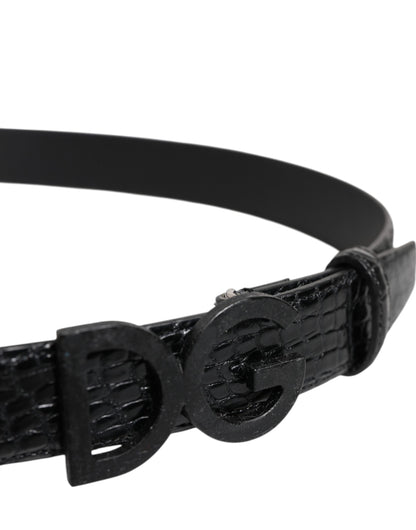 Ceinture classique en cuir noir Dolce &amp; Gabbana avec boucle DG en métal