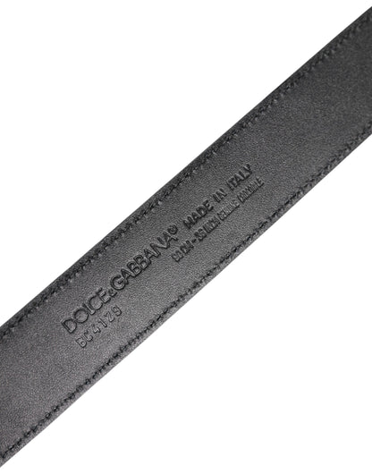 Ceinture classique en cuir noir Dolce &amp; Gabbana avec boucle DG en métal