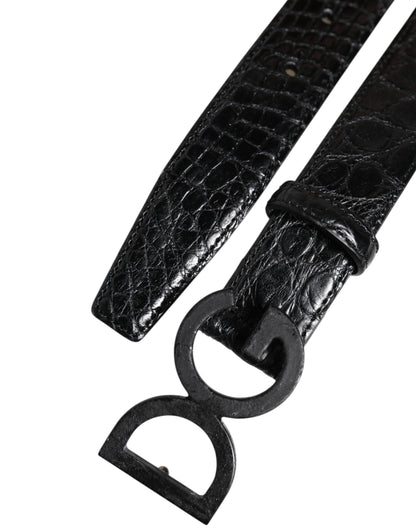 Ceinture classique en cuir noir Dolce &amp; Gabbana avec boucle DG en métal