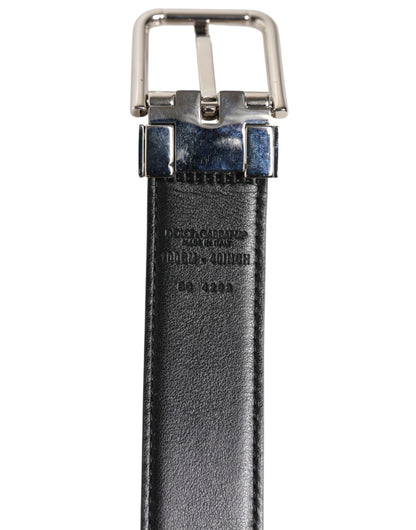 Ceinture Dolce &amp; Gabbana en cuir noir classique avec boucle argentée