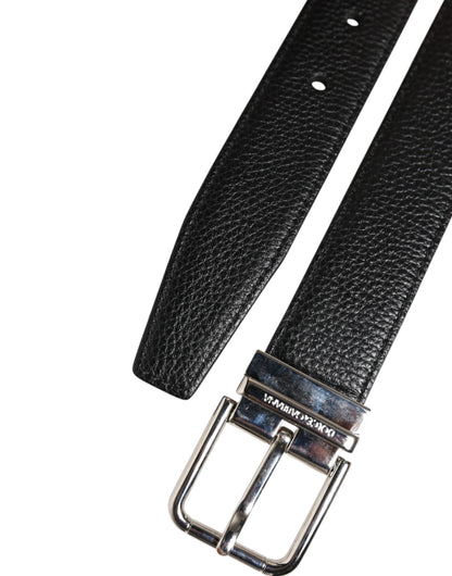 Ceinture Dolce &amp; Gabbana en cuir noir classique avec boucle argentée