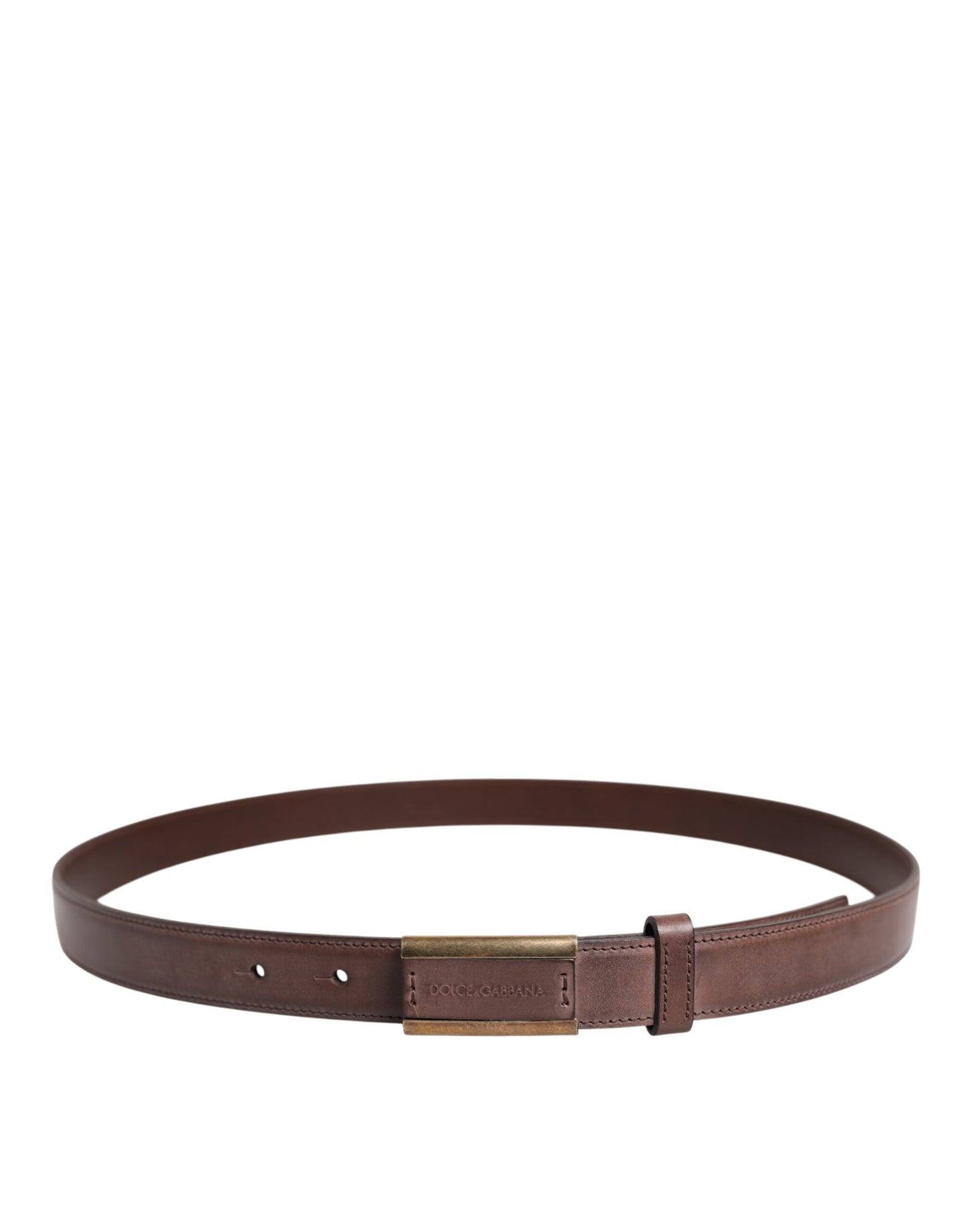 Ceinture Dolce &amp; Gabbana en cuir de veau marron avec boucle antique