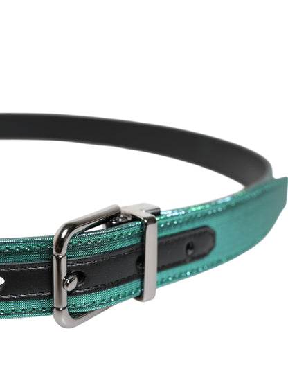 Ceinture Dolce &amp; Gabbana en polyester vert et noir avec boucle en métal
