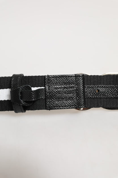 Ceinture Dolce &amp; Gabbana en coton noir avec boucle DG en métal doré