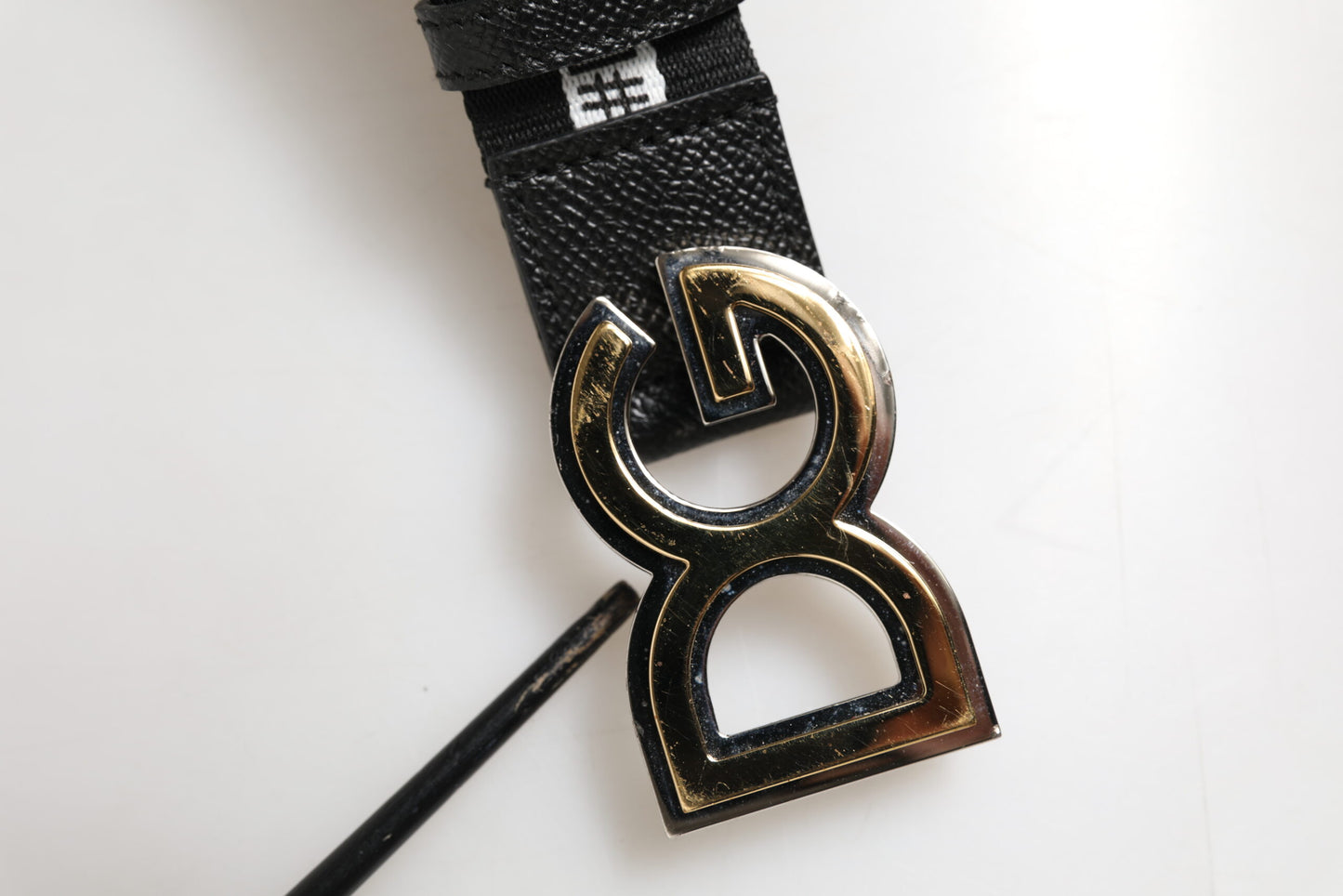 Ceinture Dolce &amp; Gabbana en coton noir avec boucle DG en métal doré