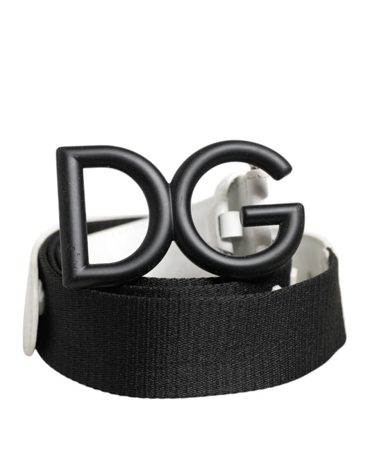 Ceinture Dolce &amp; Gabbana avec boucle en métal noir et blanc et logo DG