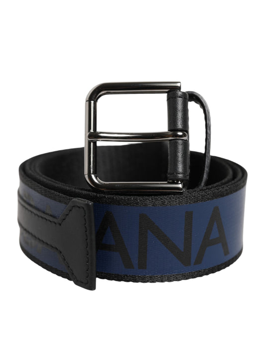 Ceinture Dolce &amp; Gabbana en polyester bleu et noir avec boucle en métal
