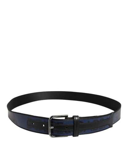 Ceinture Dolce &amp; Gabbana en polyester bleu et noir avec boucle en métal