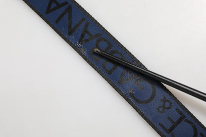Ceinture Dolce &amp; Gabbana en polyester bleu et noir avec boucle en métal