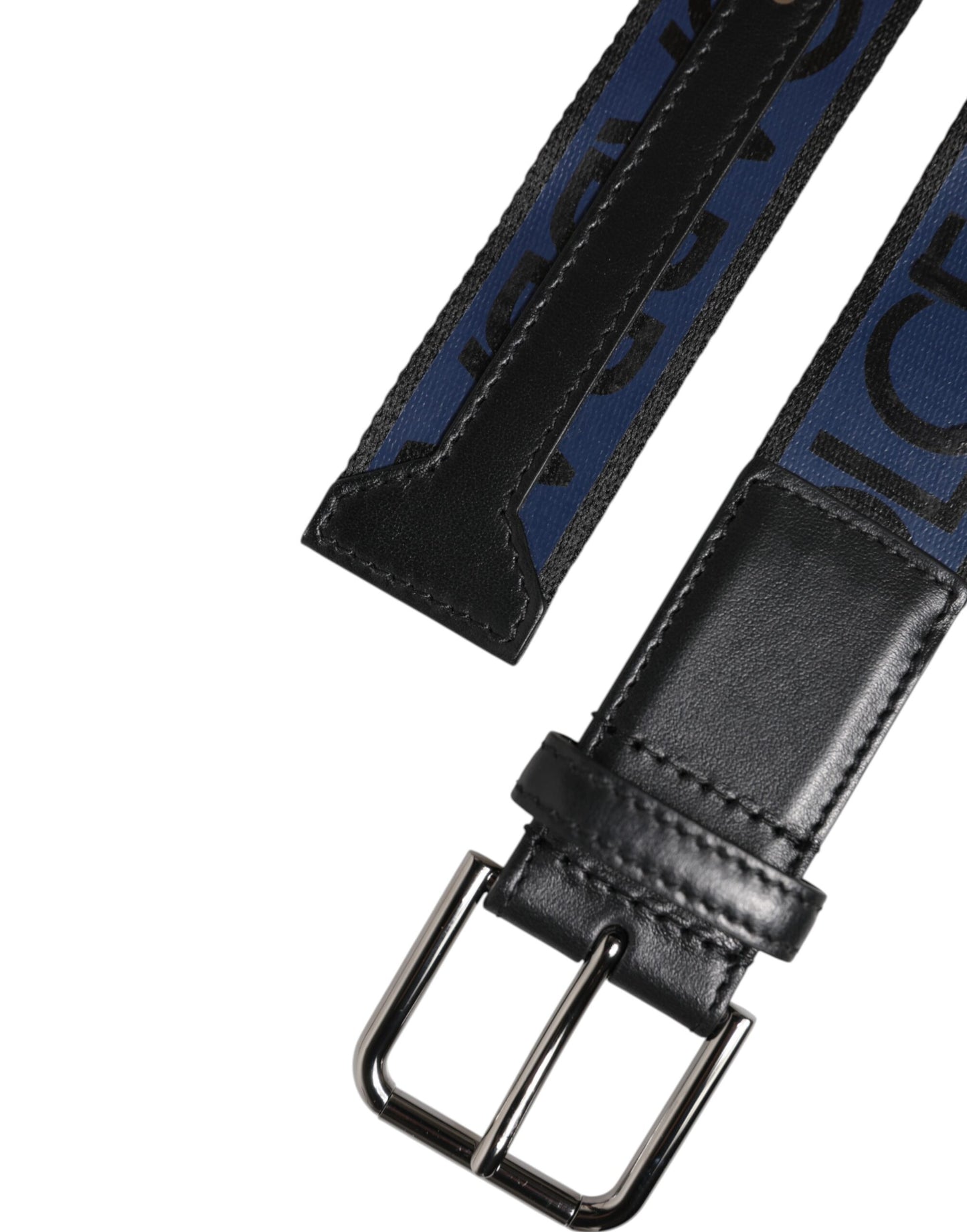 Ceinture Dolce &amp; Gabbana en polyester bleu et noir avec boucle en métal