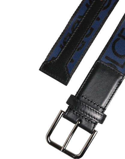 Ceinture Dolce &amp; Gabbana en polyester bleu et noir avec boucle en métal