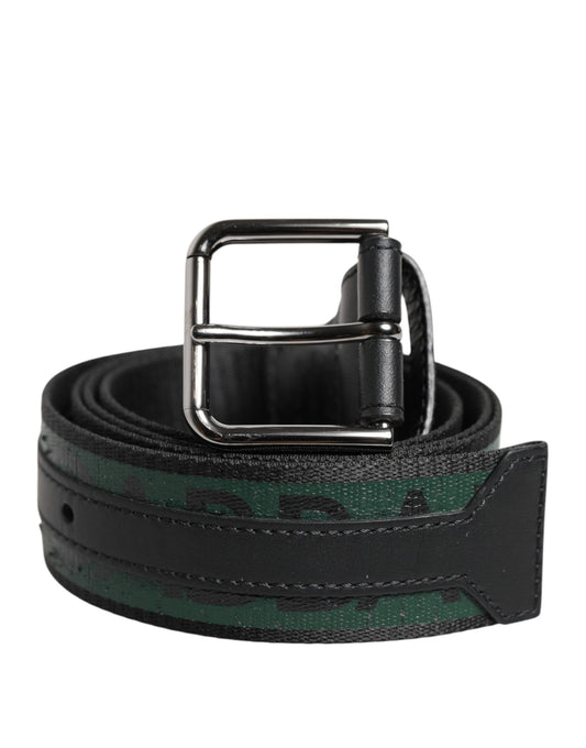 Ceinture à boucle logo DG en polyester vert et noir Dolce &amp; Gabbana