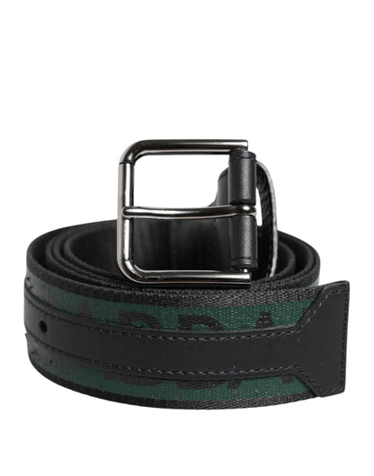 Ceinture à boucle logo DG en polyester vert et noir Dolce &amp; Gabbana
