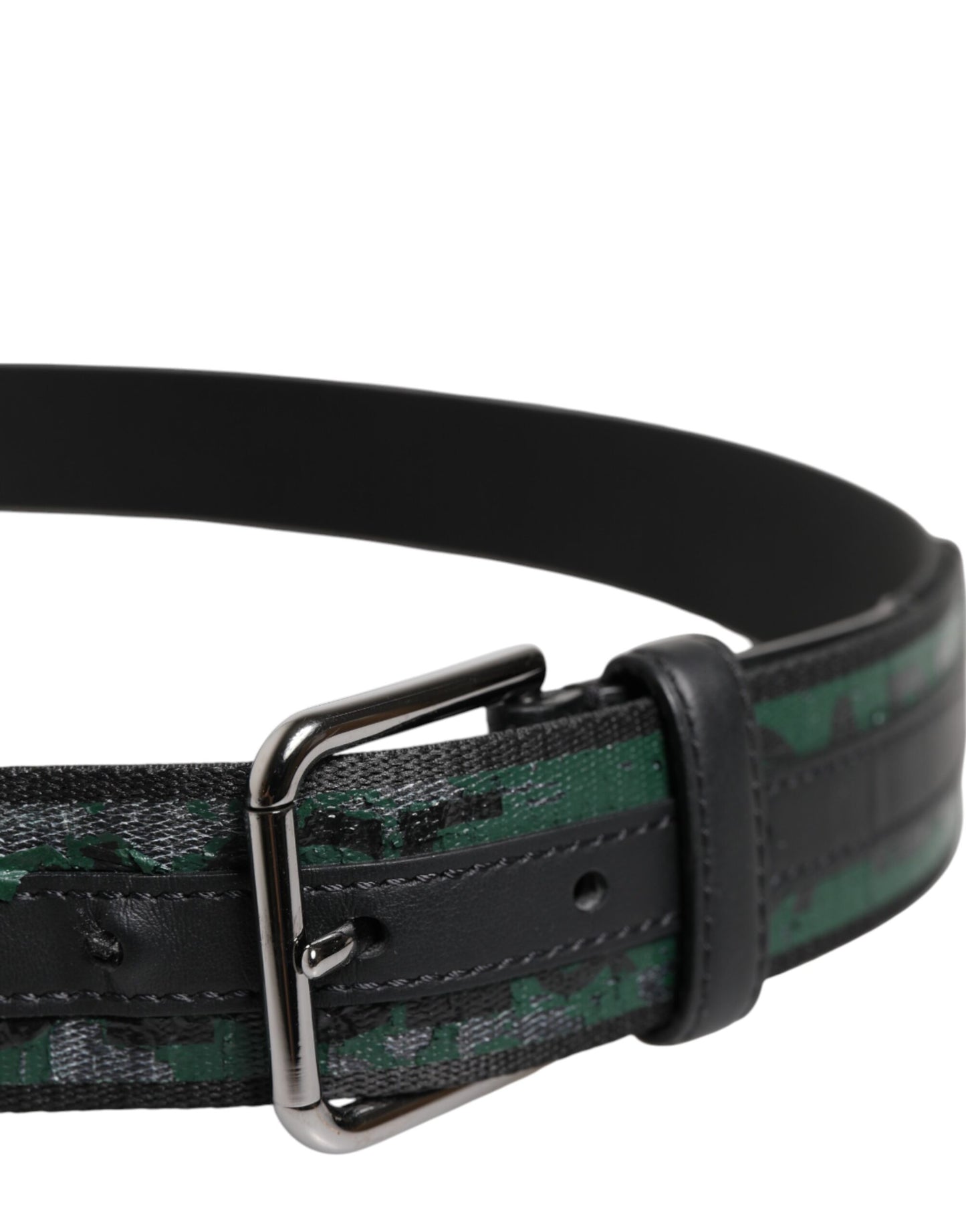 Ceinture à boucle logo DG en polyester vert et noir Dolce &amp; Gabbana