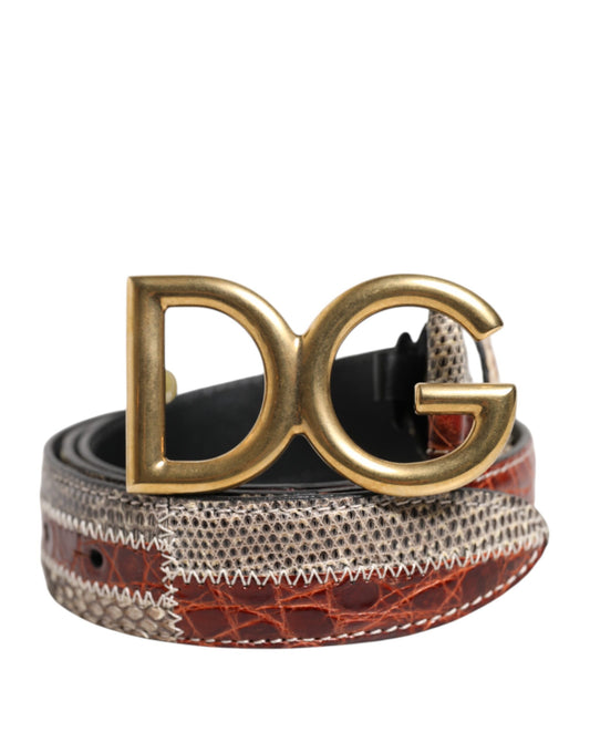 Ceinture Dolce &amp; Gabbana en cuir exotique multicolore avec boucle et logo DG