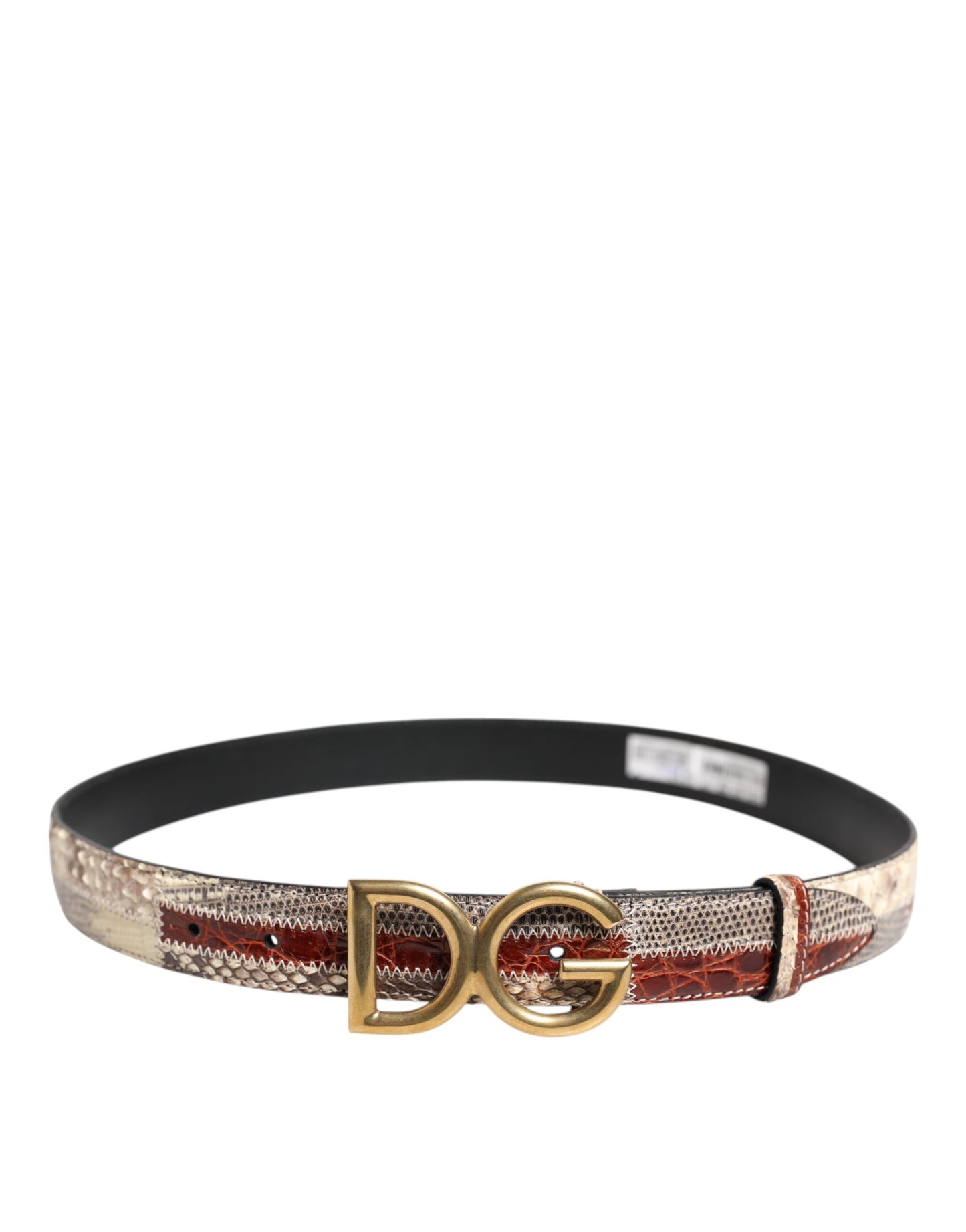 Ceinture Dolce &amp; Gabbana en cuir exotique multicolore avec boucle et logo DG