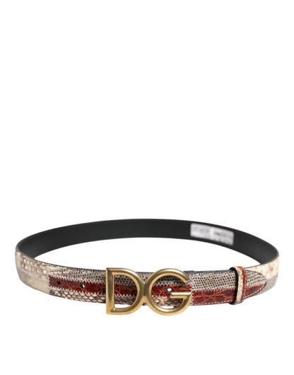 Ceinture Dolce &amp; Gabbana en cuir exotique multicolore avec boucle et logo DG