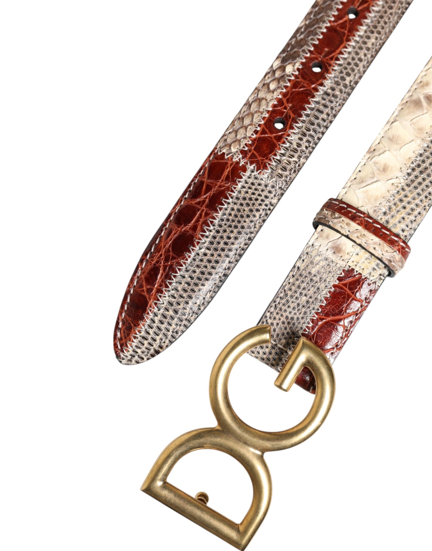 Ceinture Dolce &amp; Gabbana en cuir exotique multicolore avec boucle et logo DG