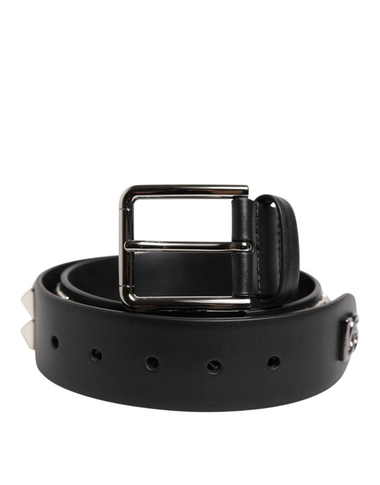 Ceinture Dolce &amp; Gabbana en cuir noir clouté avec boucle en métal DG