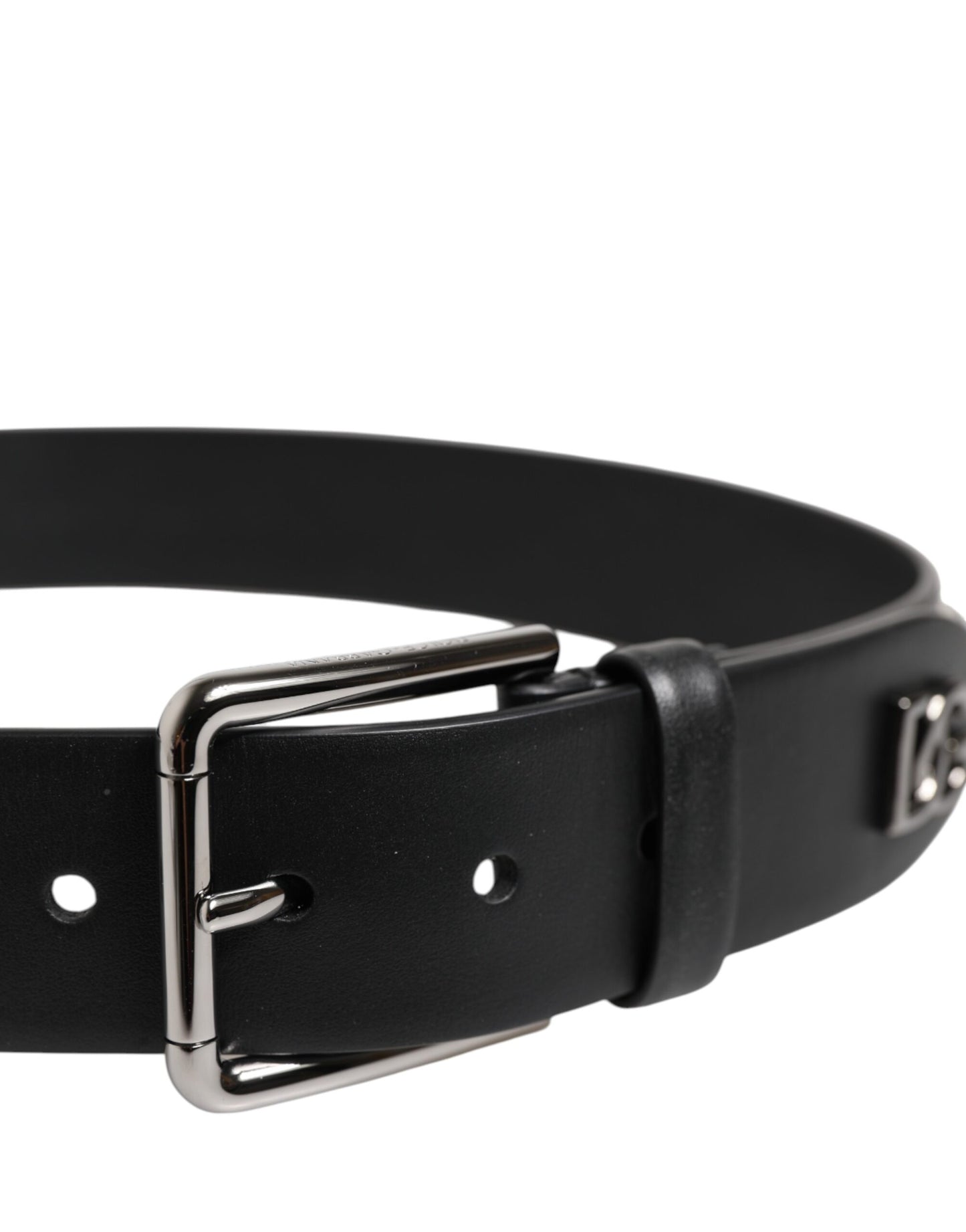 Ceinture Dolce &amp; Gabbana en cuir noir clouté avec boucle en métal DG