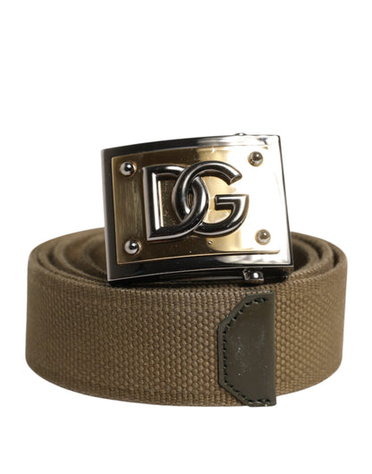 Ceinture Dolce &amp; Gabbana en nylon vert militaire avec boucle en métal et logo