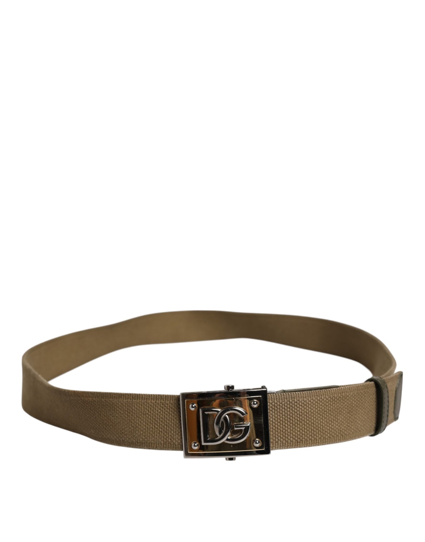 Ceinture Dolce &amp; Gabbana en nylon vert militaire avec boucle en métal et logo