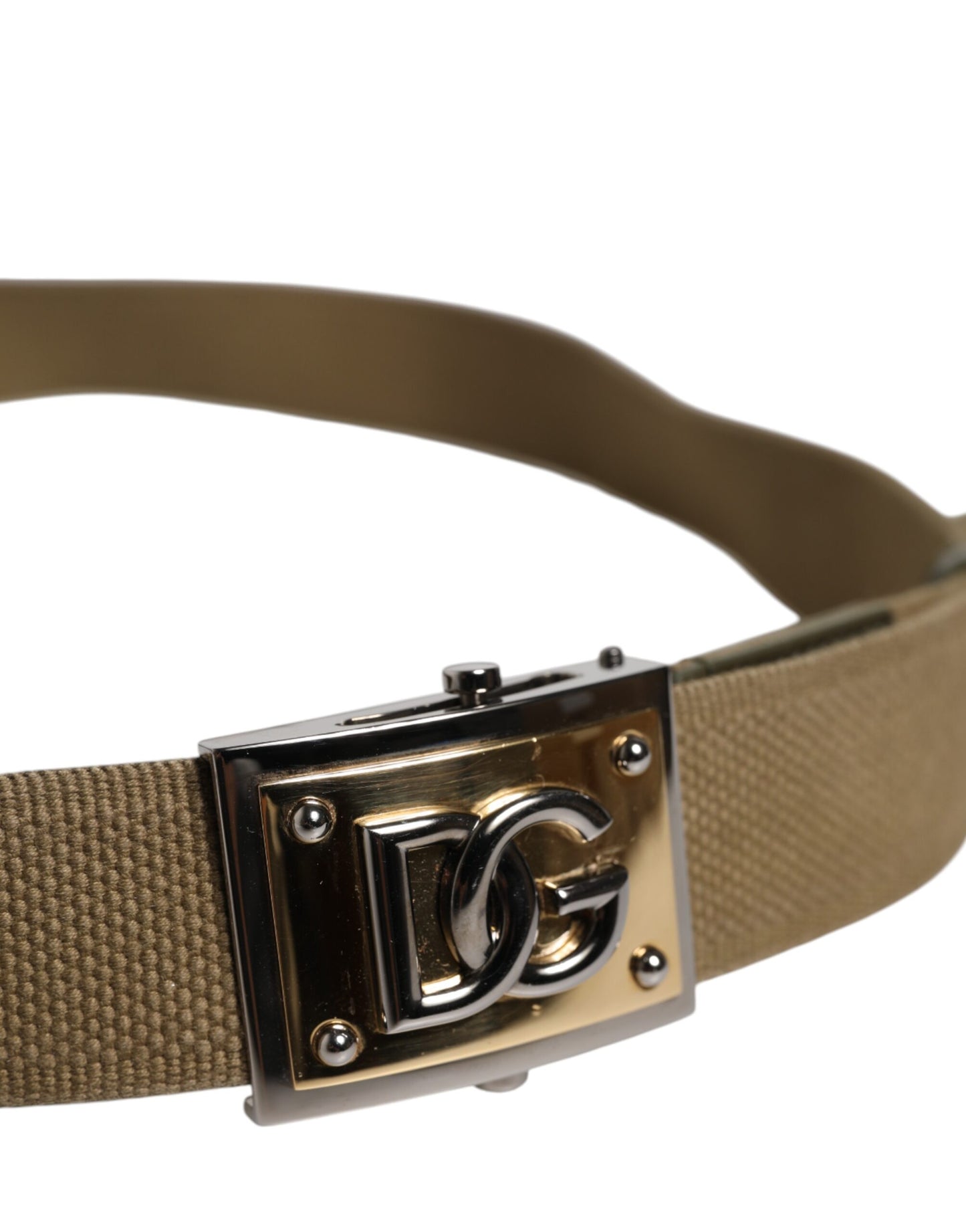 Ceinture Dolce &amp; Gabbana en nylon vert militaire avec boucle en métal et logo