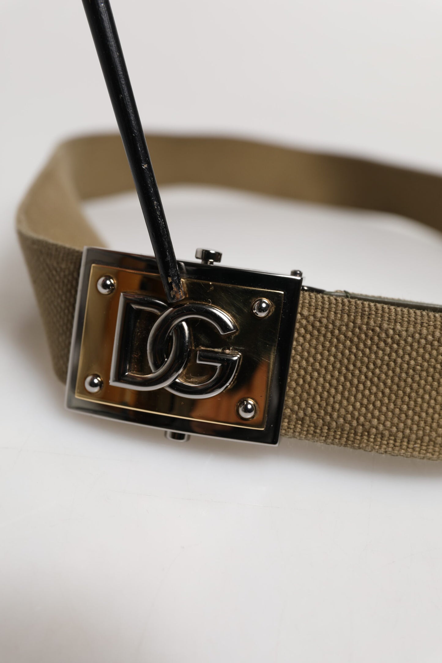 Ceinture Dolce &amp; Gabbana en nylon vert militaire avec boucle en métal et logo