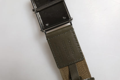Ceinture Dolce &amp; Gabbana en nylon vert militaire avec boucle en métal et logo