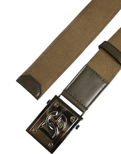 Ceinture Dolce &amp; Gabbana en nylon vert militaire avec boucle en métal et logo