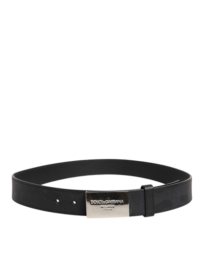 Ceinture classique en cuir noir Dolce &amp; Gabbana avec boucle en métal et logo