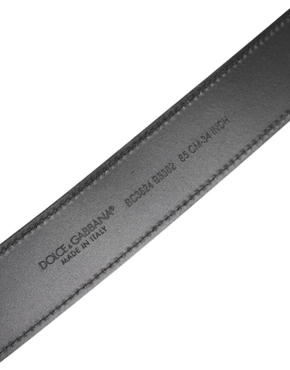 Ceinture classique en cuir noir Dolce &amp; Gabbana avec boucle en métal et logo