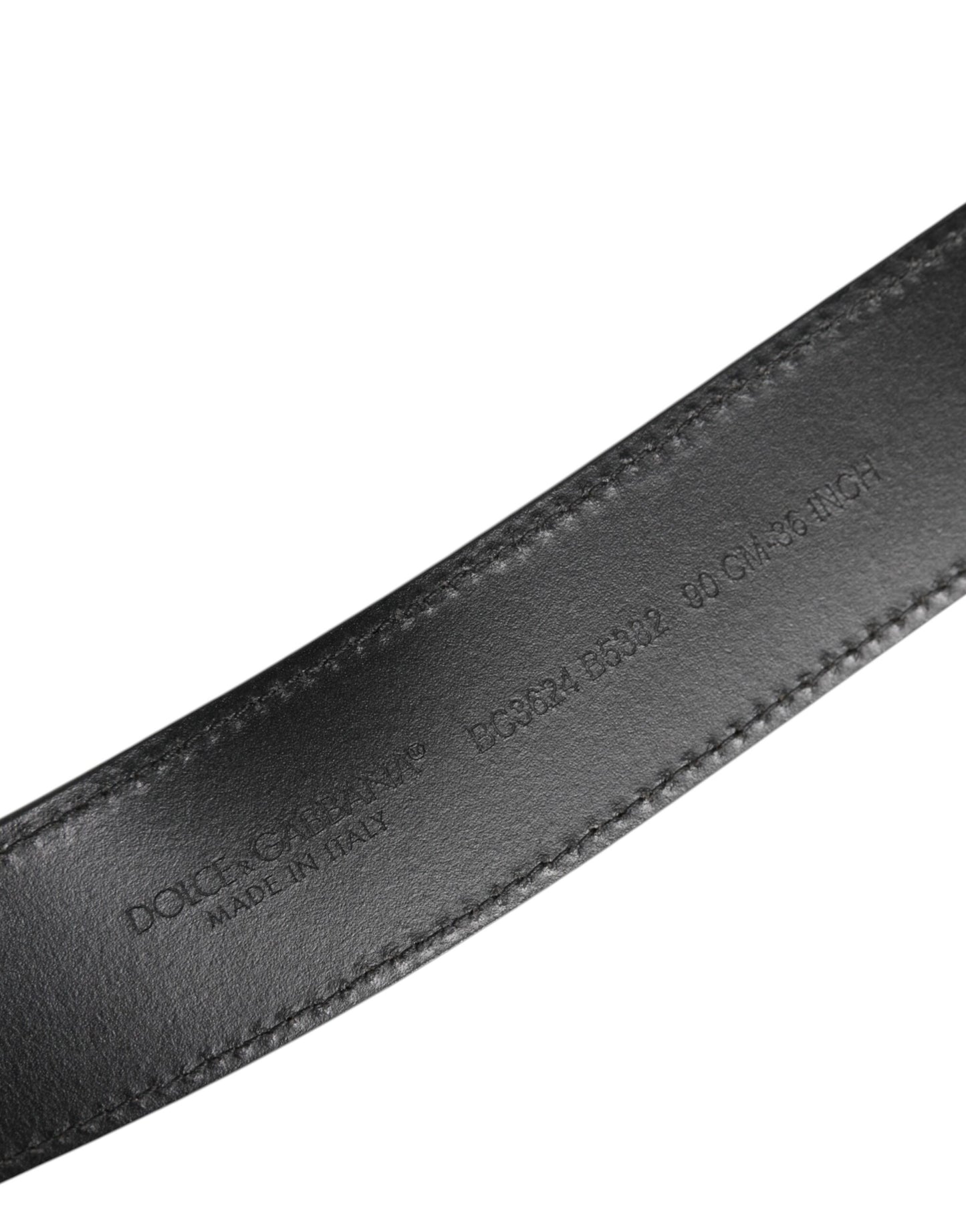 Ceinture classique en cuir noir Dolce &amp; Gabbana avec boucle en métal et logo