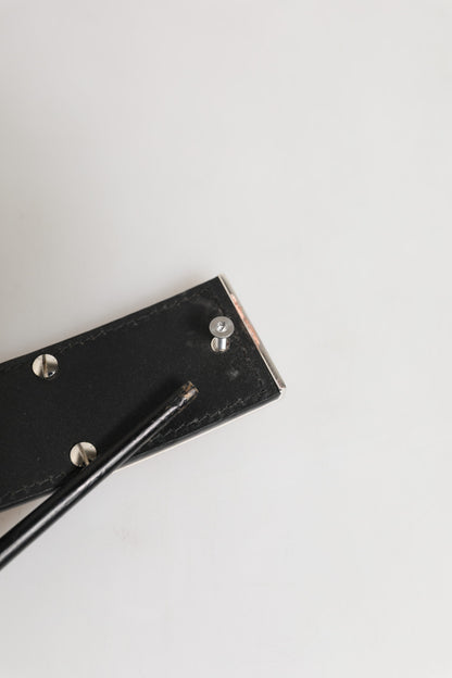Ceinture classique en cuir noir Dolce &amp; Gabbana avec boucle en métal et logo