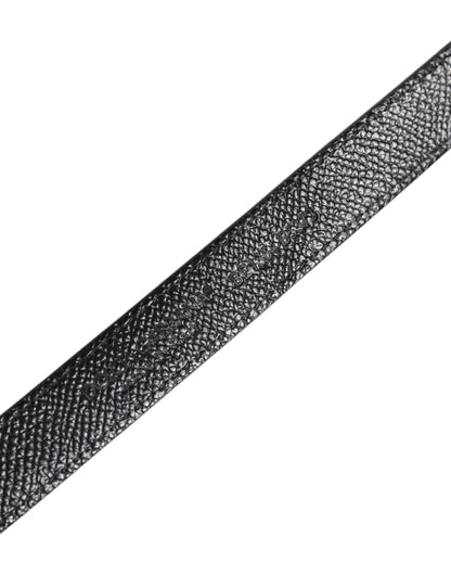 Dolce & Gabbana Black Leather Square Metal Buckle Cintura Belt