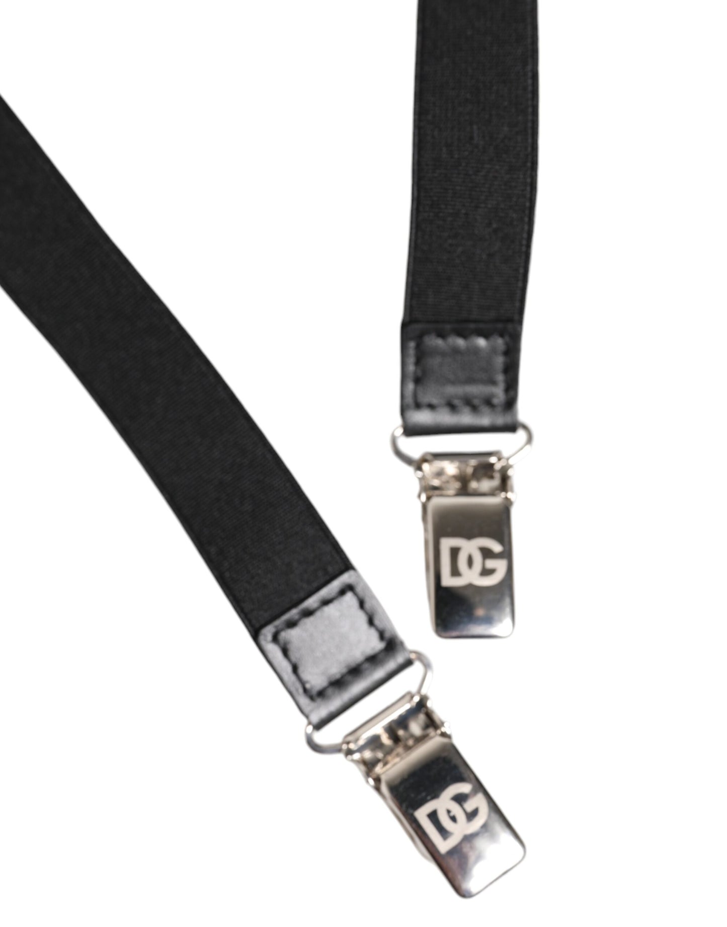 Dolce &amp; Gabbana Black Leather Logo Wide Waist Belt Suspender