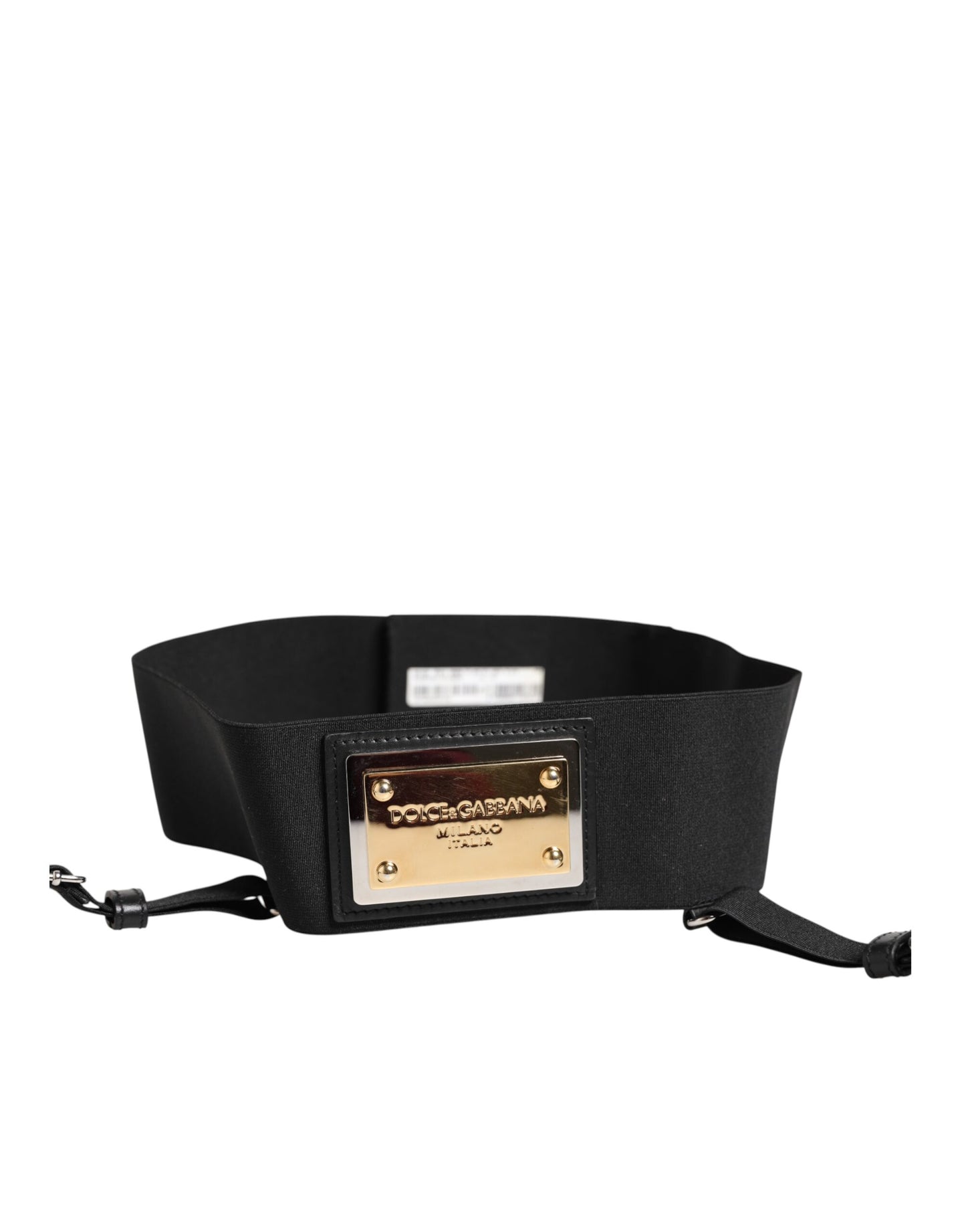 Dolce &amp; Gabbana Black Leather Logo Wide Waist Belt Suspender