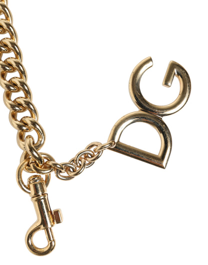 Dolce &amp; Gabbana Brown Leopard Gold Brass Chain Accessory Shoulder Strap