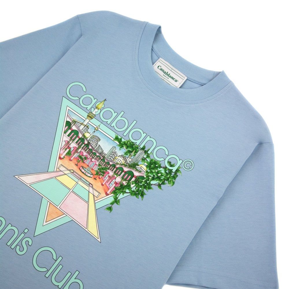 T-shirt en coton bleu Casablanca