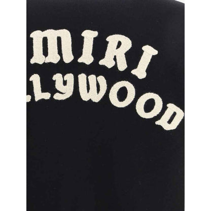 Amiri Hollywood Bomber Jacket Virgin Wool Leather Sleeves