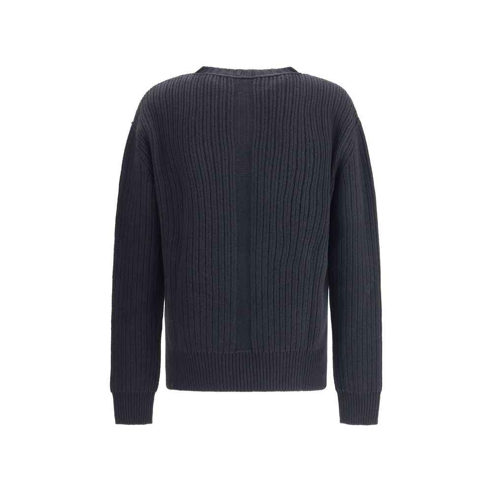 Rick Owens Ribbed Sweater Fleece Wool Black Made In Italy