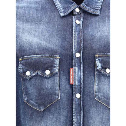 Dsquared² Denim Shirt Cotton Indigo AW25 Collection Luxury