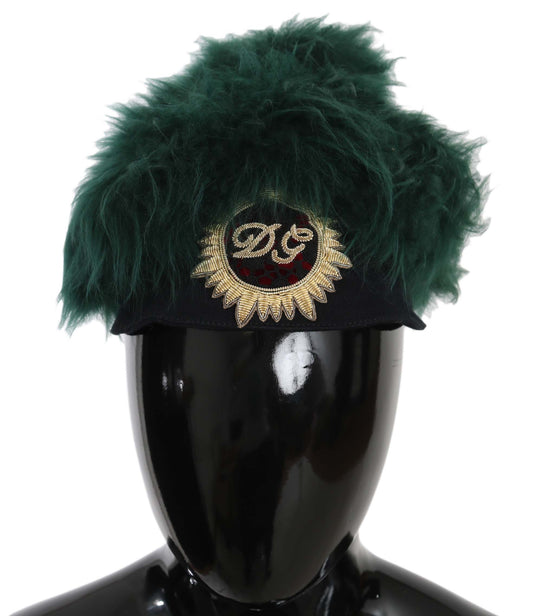 Dolce &amp; Gabbana Élégante casquette cloche en cachemire émeraude