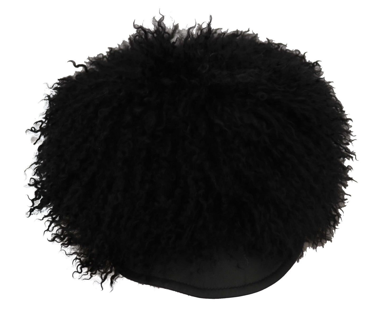 Casquette Gatsby noire chic Dolce &amp; Gabbana en fourrure d'agneau du Tibet