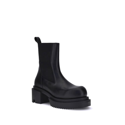 Rick Owens Bogun Leather Ankle Boots Black Platform