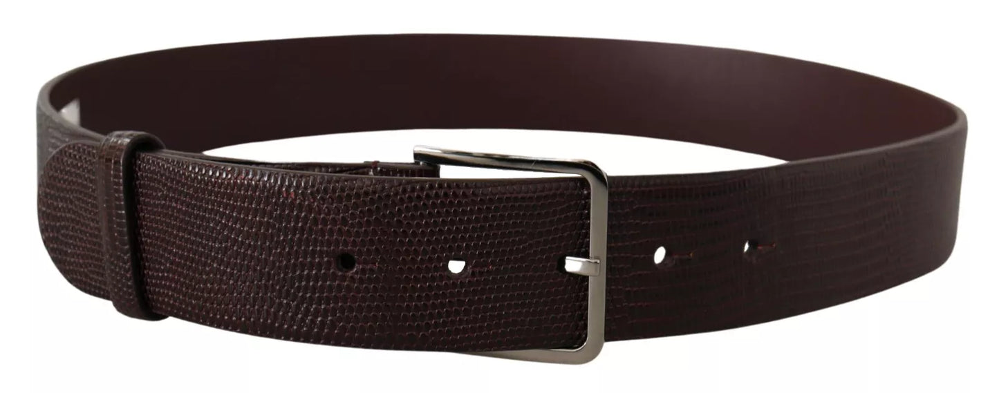 Ceinture Dolce &amp; Gabbana en cuir de veau marron foncé avec boucle en métal et logo argenté