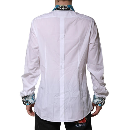Dolce & Gabbana White Majolica Detailing GOLD Dress Shirt by Dolce & Gabbana