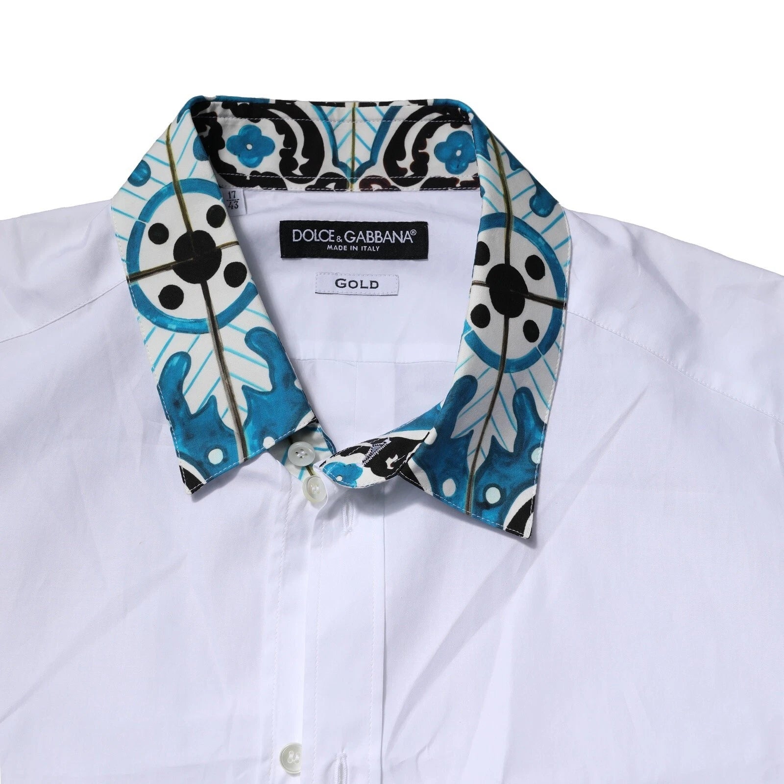 Dolce & Gabbana White Majolica Detailing GOLD Dress Shirt by Dolce & Gabbana