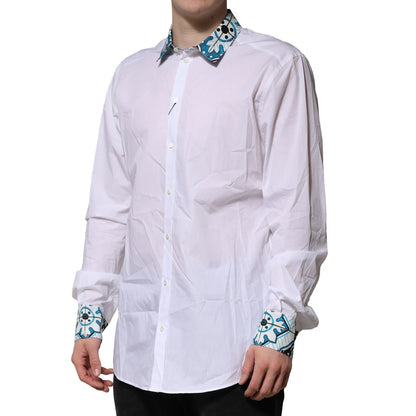 Dolce & Gabbana White Majolica Detailing GOLD Dress Shirt by Dolce & Gabbana