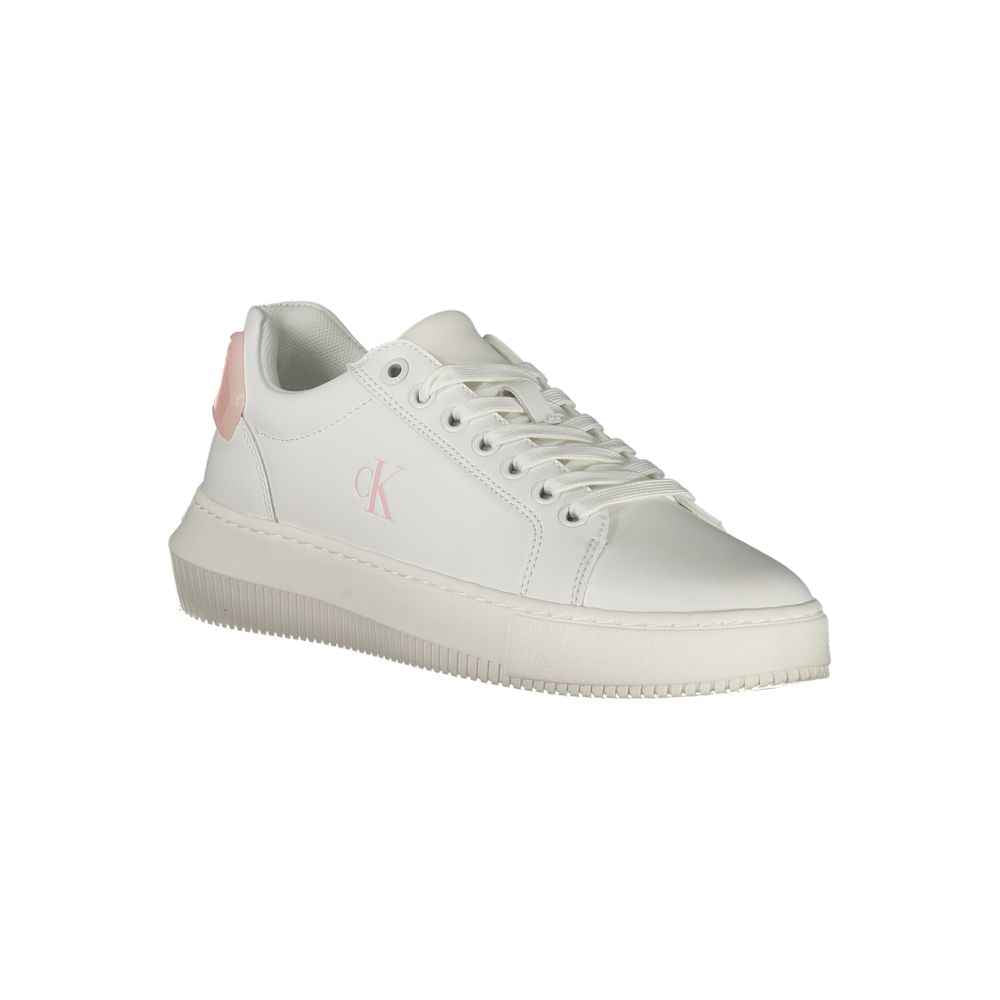 Calvin Klein Luxe Witte Leren Sneaker Dames Model - Witte